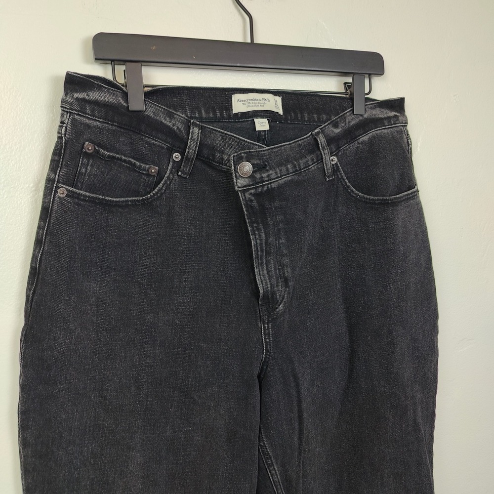 Abercrombie & Fitch 90s Slim Straight Jeans Womens 32 14 Black Curve Love - Picture 3 of 10
